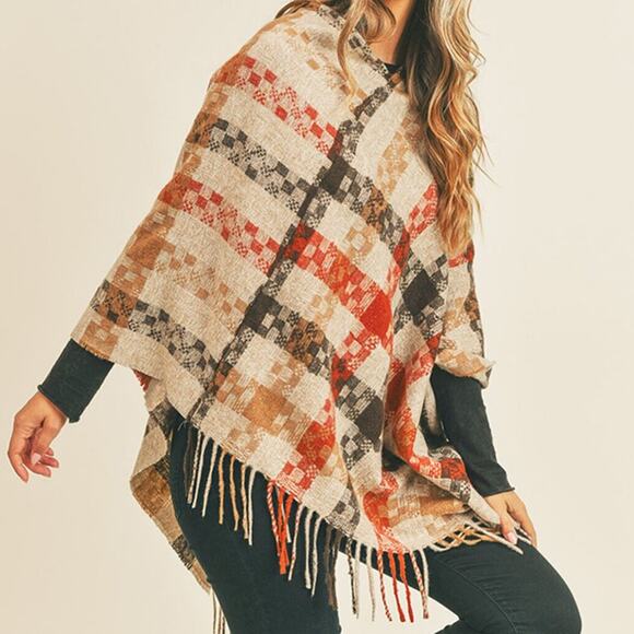 STYLINE Soft Neutral Multicolor Plaid Shawl Wrap - Picture 1 of 2
